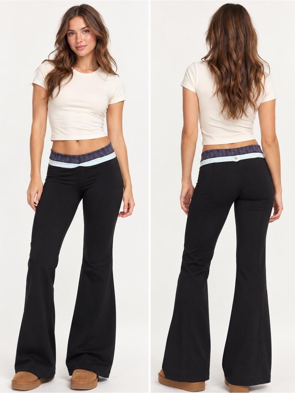 lululemon athletic Iconic Rare Astro Black Flare Y2K Bootcut Yoga Leggings Sz 10
